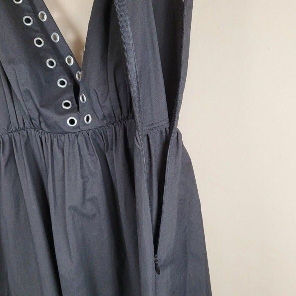 Y2K Marciano Size S Black A-Line Knee Lenght Dress Silver Rings Grommets Eyelet - Picture 8 of 12
